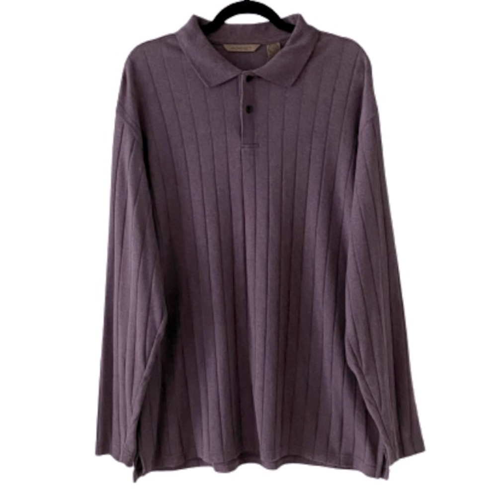 Axist Purple Ribbed Long Sleeve Polo Shirt​​​​​​​​​​​​​​​​​​​​​​​​​​​​​